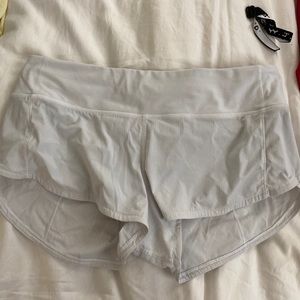 White Lululemon Speed Up Shorts